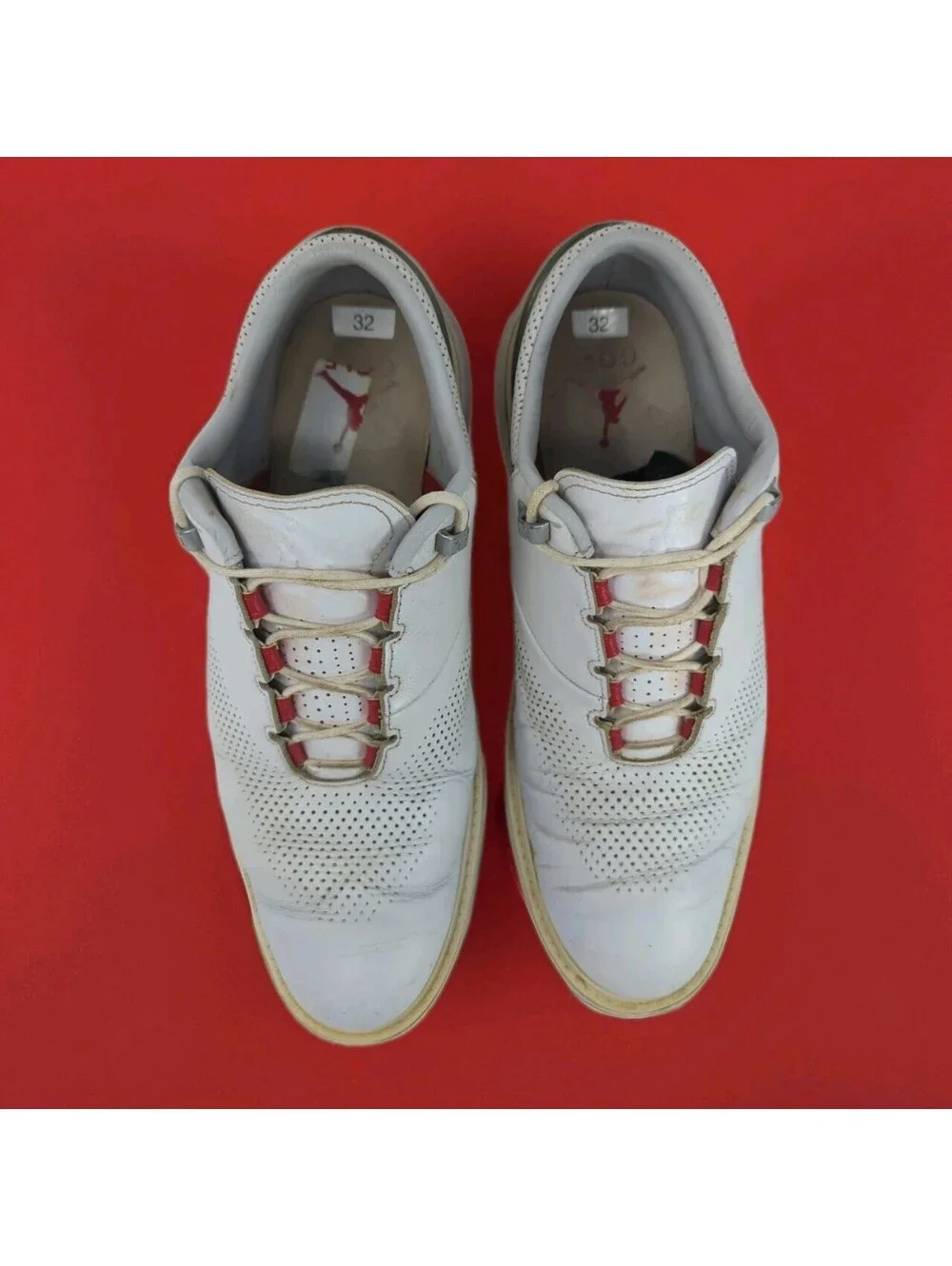 Nike Air Jordan ADG 4 Mens 12 46 Golf Shoes White Fire Red DM0103-105 Cleat Worn